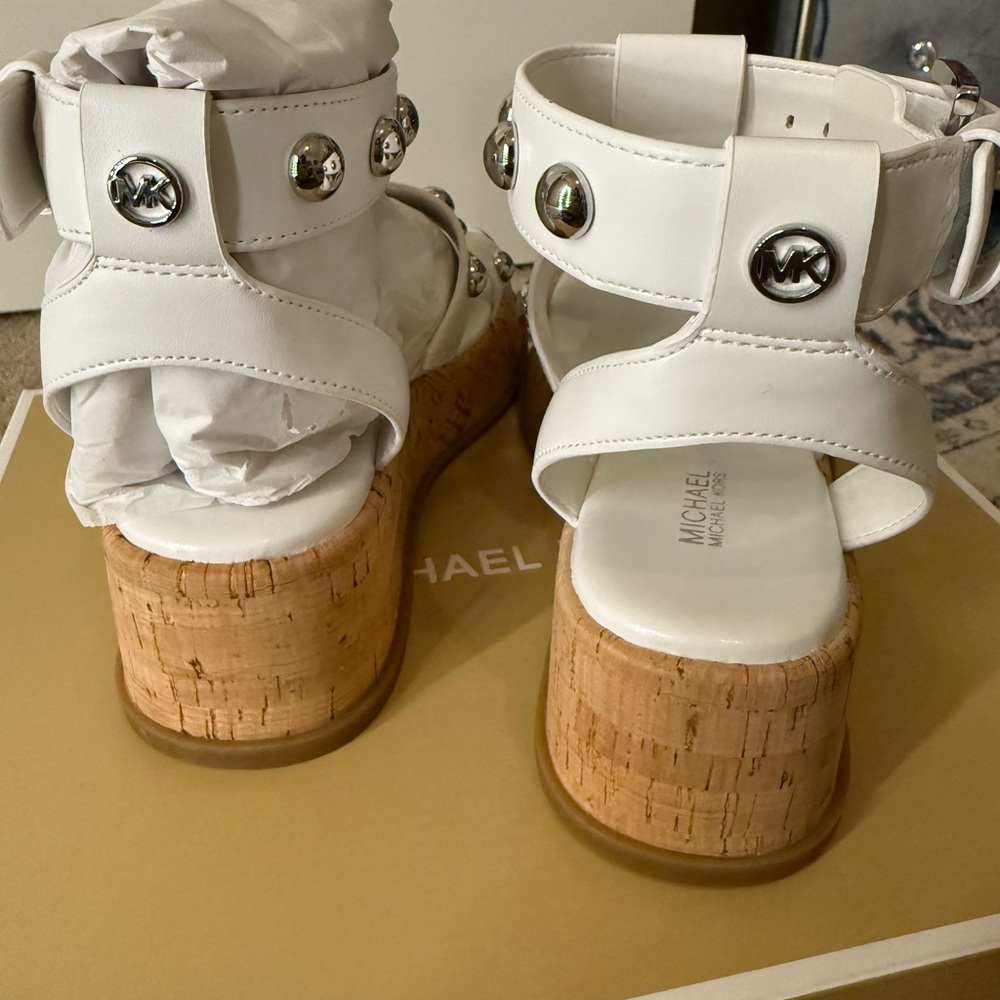 Michael Kors White Gladiator Sandals with Studs - Picture 5 of 6